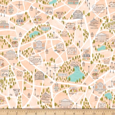 Scenic Route by Alicia Jacobs Dujets for Ink & Arrow Fabrics - Bike Path in Pale Apricot (26919-C)