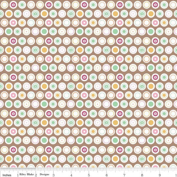 Flower Patch by Lori Holt - Flower Dots in Brown (C4097-BROWN)