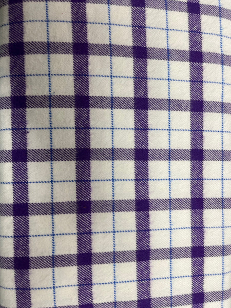 Purple and Blue on White Plaid Flannel (FST16)