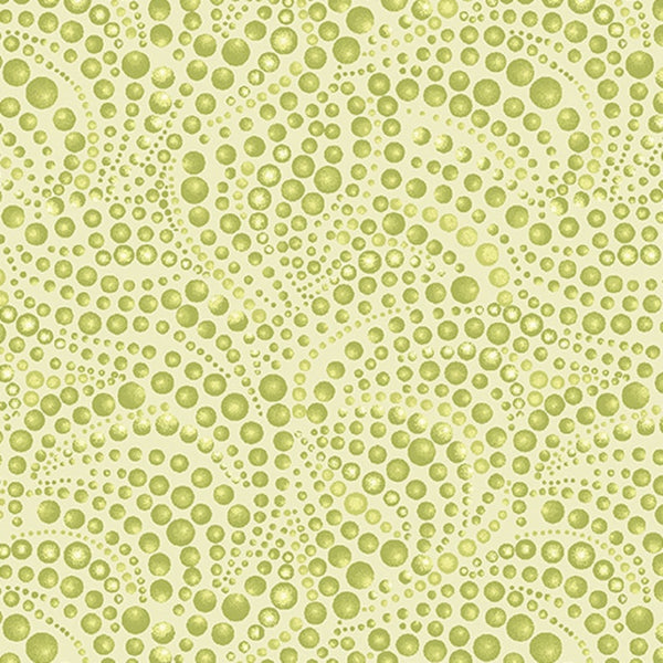 Benartex Cat-I-Tude  Light Green Beaded Swirls - by Ann Lauer Grizzly Gulch (04207-42)