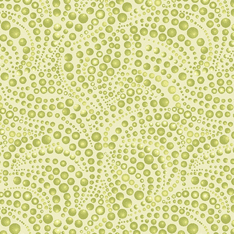 Benartex Cat-I-Tude  Light Green Beaded Swirls - by Ann Lauer Grizzly Gulch (04207-42)