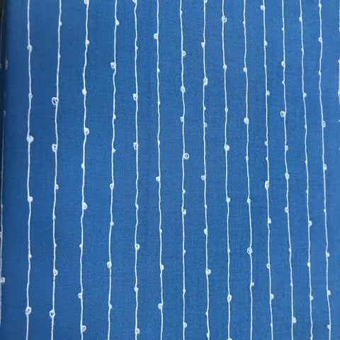 Blueberry Park  for Robert Kaufman - White lines with dots on Blue background -15745-Blue