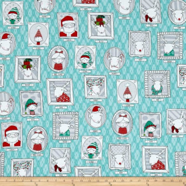 Mingle & Jingle by Alicia Jacobs Dujets for Ink & Arrow Fabrics - Santa's Crew Picture Patches in Wintergreen (25917-Q)