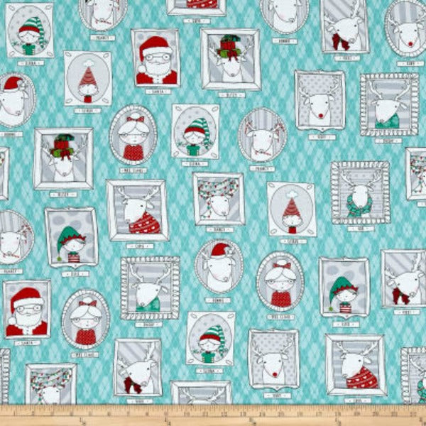 Mingle & Jingle by Alicia Jacobs Dujets for Ink & Arrow Fabrics - Santa's Crew Picture Patches in Wintergreen (25917-Q)
