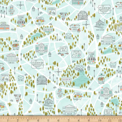 Scenic Route by Alicia Jacobs Dujets for Ink & Arrow Fabrics - Bike Path in Pale Aqua (26919-Q)