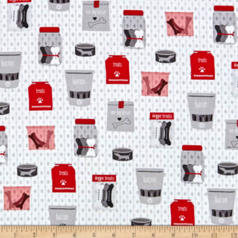 Hot Diggity Dog by Ink & Arrow Fabrics - Dog Treats in White (27442-Z)