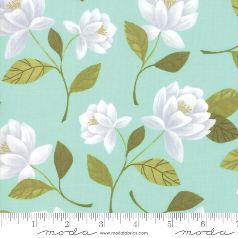 Goldenrod by One Canoe Two - Raleigh Floral in Aqua (36050-13)