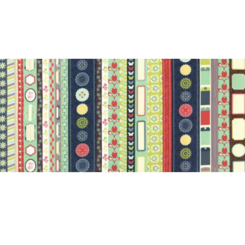 Social Club by Eric and Julie Comstock -  Metro Labels Retro Stripes Borders in Cocktail (37091-11)
