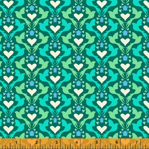 Eden by Sally Kelly For Windham Fabrics - Dovelove Teal (52808-9)