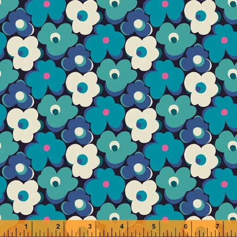 Eden by Sally Kelly for Windham Fabrics - Flower Bump Blue (52810-6)
