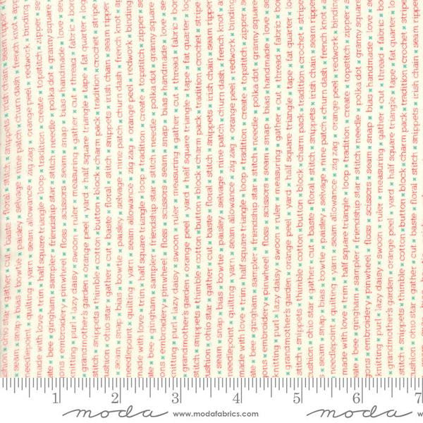 Handmade by Bonnie and Camille - Text Print Red in Cream (55147-11)