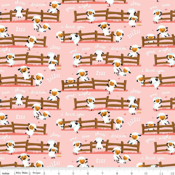 Harmony Farm by Shawn Wallace - Sheep Dream in Pink (C6691-PINK)