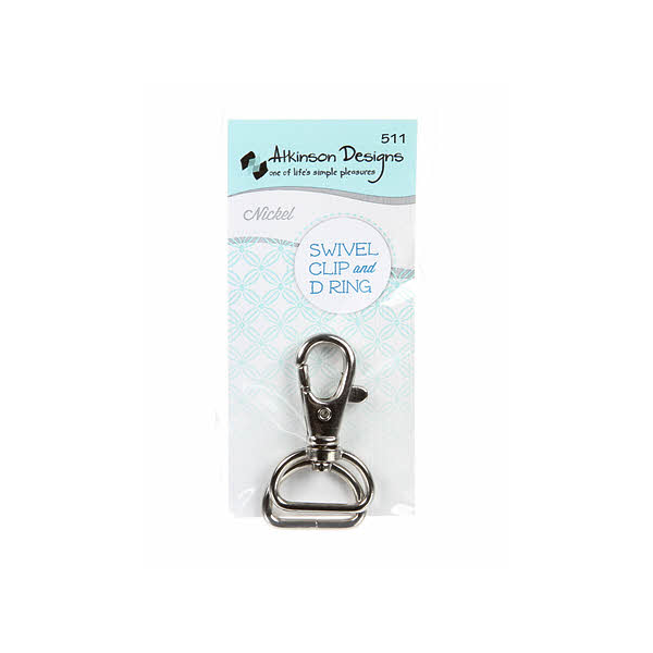 D Ring and Swivel Clip Nickel 1ct - 3/4in (ATK-511N)