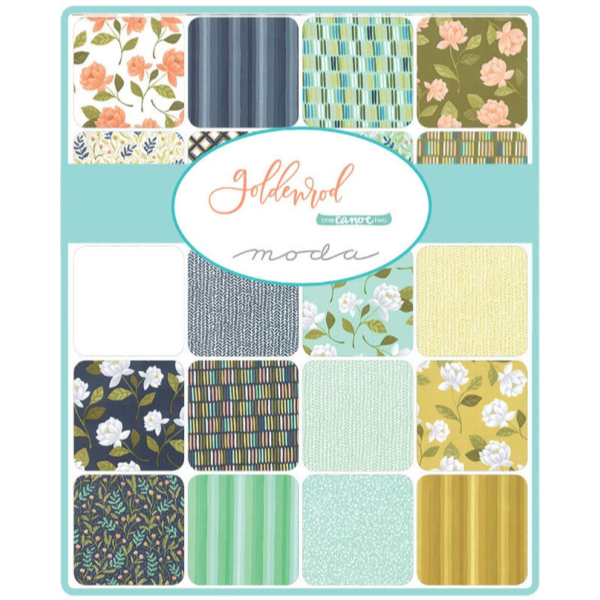 Goldenrod by One Canoe Two - Raleigh Floral in Aqua (36050-13)