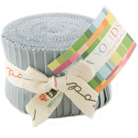 Bella Solids by Moda Fabrics - Junior Jelly Roll - Silver (9900JJR-183)