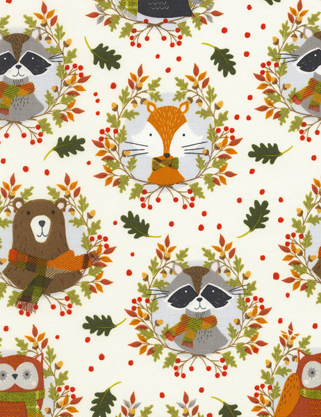 Fox & Racoons by Timeless Treasures - Fox & Racoons (C6760-CREAM)