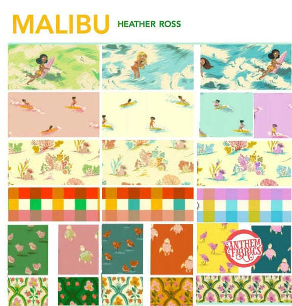 Malibu by Heather Ross - Coral in Blue (52147-10)