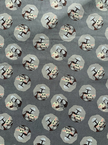 Mandalorian and Yoda on Grey (73800265A)