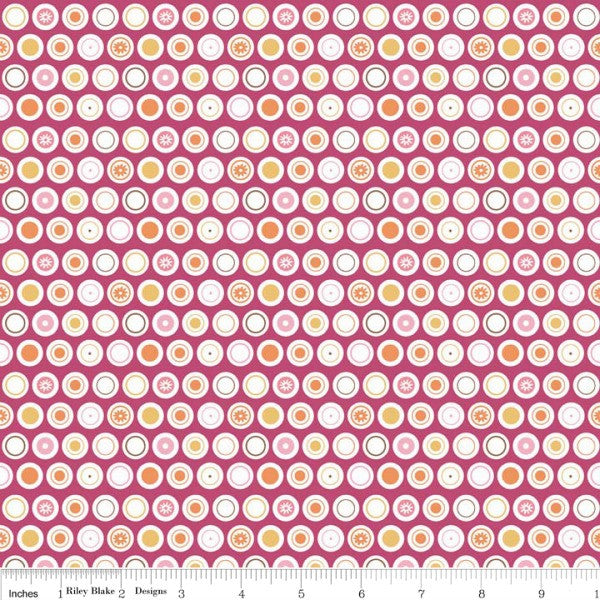Flower Patch by Lori Holt - Flower Dots in Raspberry (C4097-RASPBERRY)