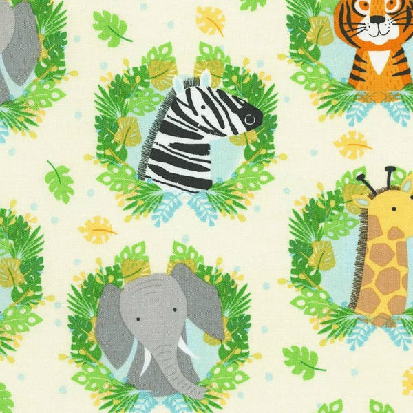 Jungle Animals by Timeless Treasures - Jungle Animal Heads (C6415-CREAM)