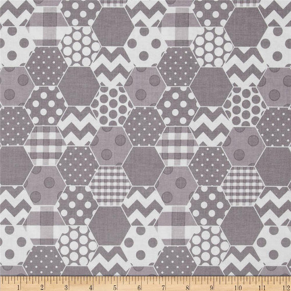 Hexi Prints by Riley Blake Designs - Hexis in Gray (C770-40)