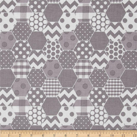 Hexi Prints by Riley Blake Designs - Hexis in Gray (C770-40)