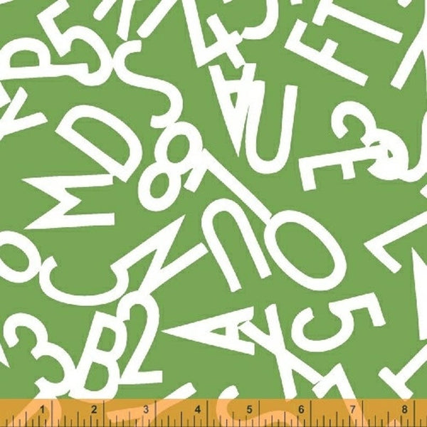 Bounce - Tossed Alphabet, Green (51055) - - by Allison Harris for Windham Fabrics