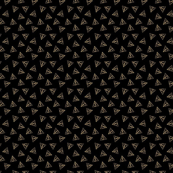 Harry Potter Deathly Hallow Logo Black & Gold Fabric (23600109LJAS)