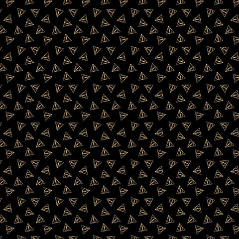 Harry Potter Deathly Hallow Logo Black & Gold Fabric (23600109LJAS)