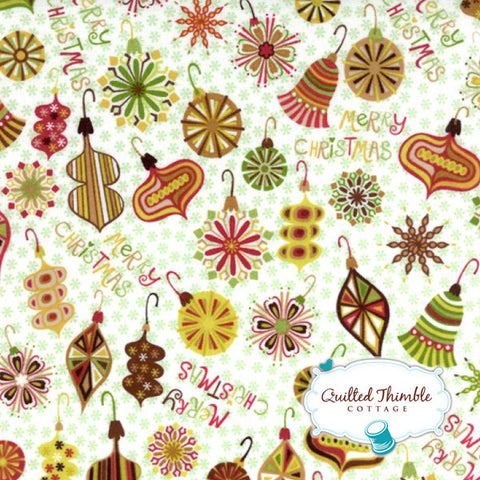 Merry Chris-Moose by Hoffman Fabrics- Flannel Marshmellow Tossed Ornaments (J4080F-395F)